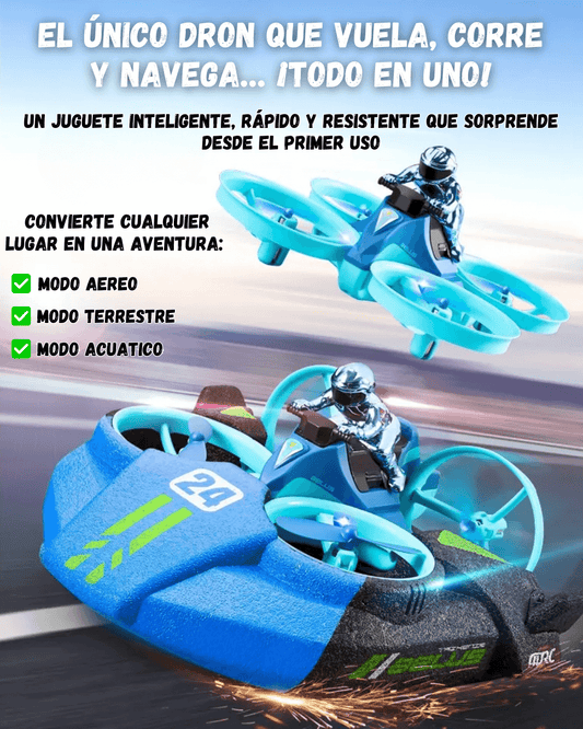 Dron Convertible 3 en 1: Vuela, Flota y Corre — Aventura Total en Mar, Tierra y Aire