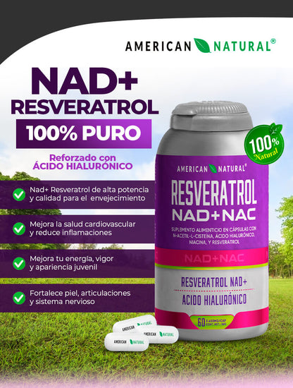 NAD + Resveratrol Reforzado con Acido Hialuronico | PREMIUM