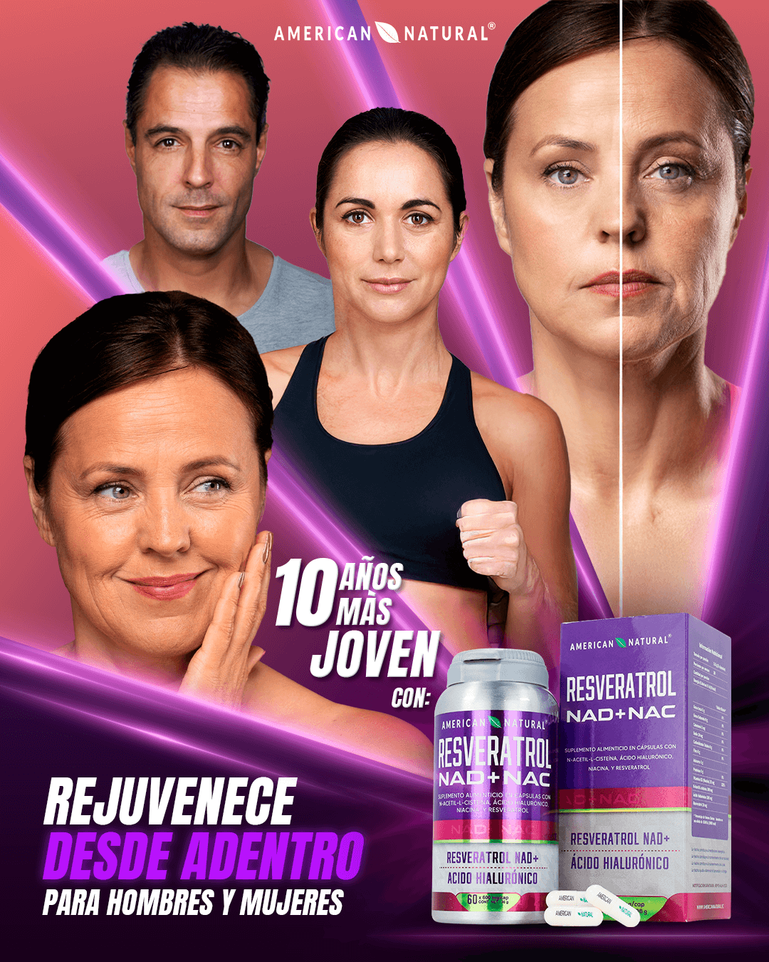 NAD + Resveratrol Reforzado con Acido Hialuronico | PREMIUM